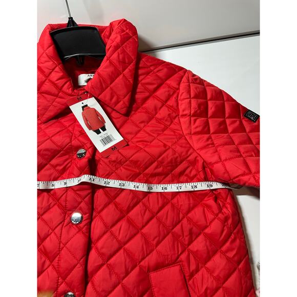 New NWT Ann Klein Women M Medium Red Lightweight Puffer jacket coat - Picture 7 of 10